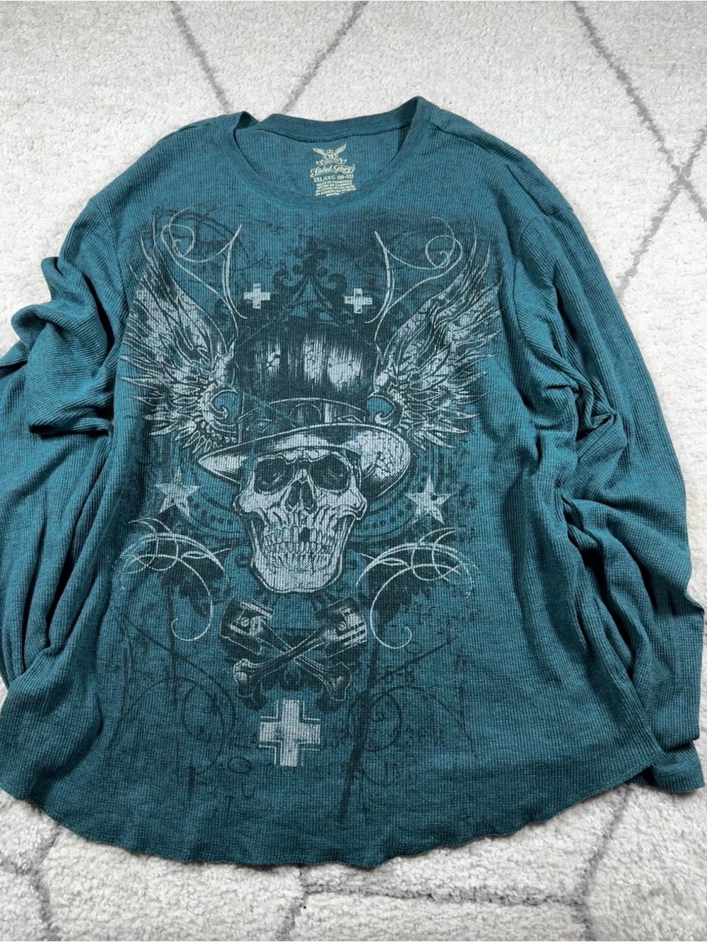 Faded Glory Teal V-Neck Ribbed Sweater